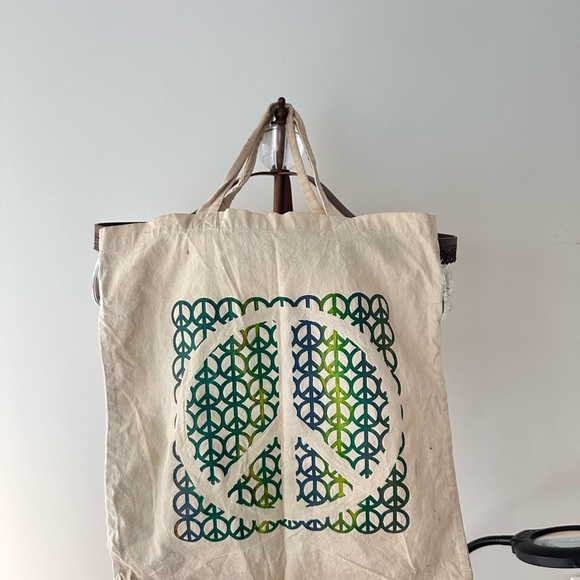 Colorful Boho Peace Sign Tote Bag - Picture 2 of 2